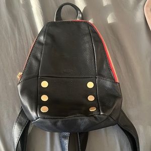 Hammitt hunter sml backpack black brushed gold red zip